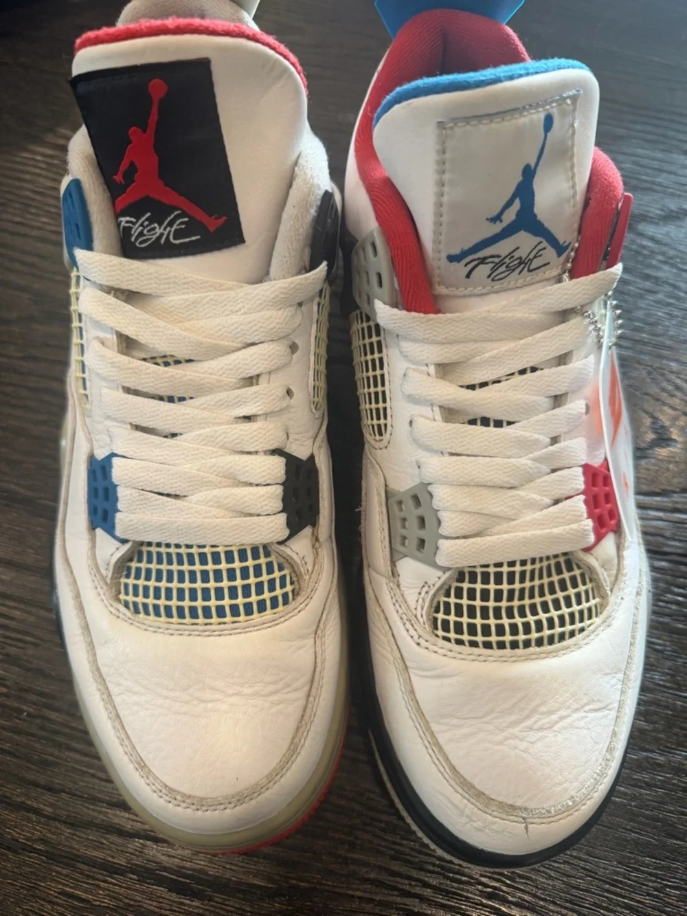 Men Size 9 Jordan 4 Retro What The 4 Fire Red Military Blue Tech Grey White